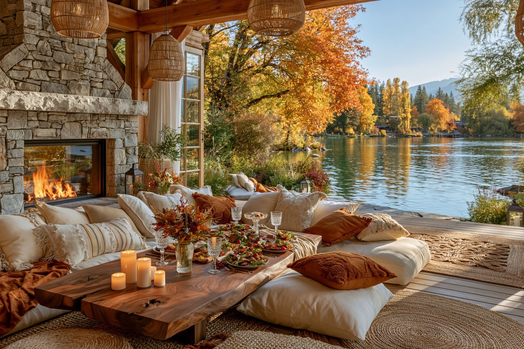 Autumn Lakeside Cabin Photography Poster. poster — photography art