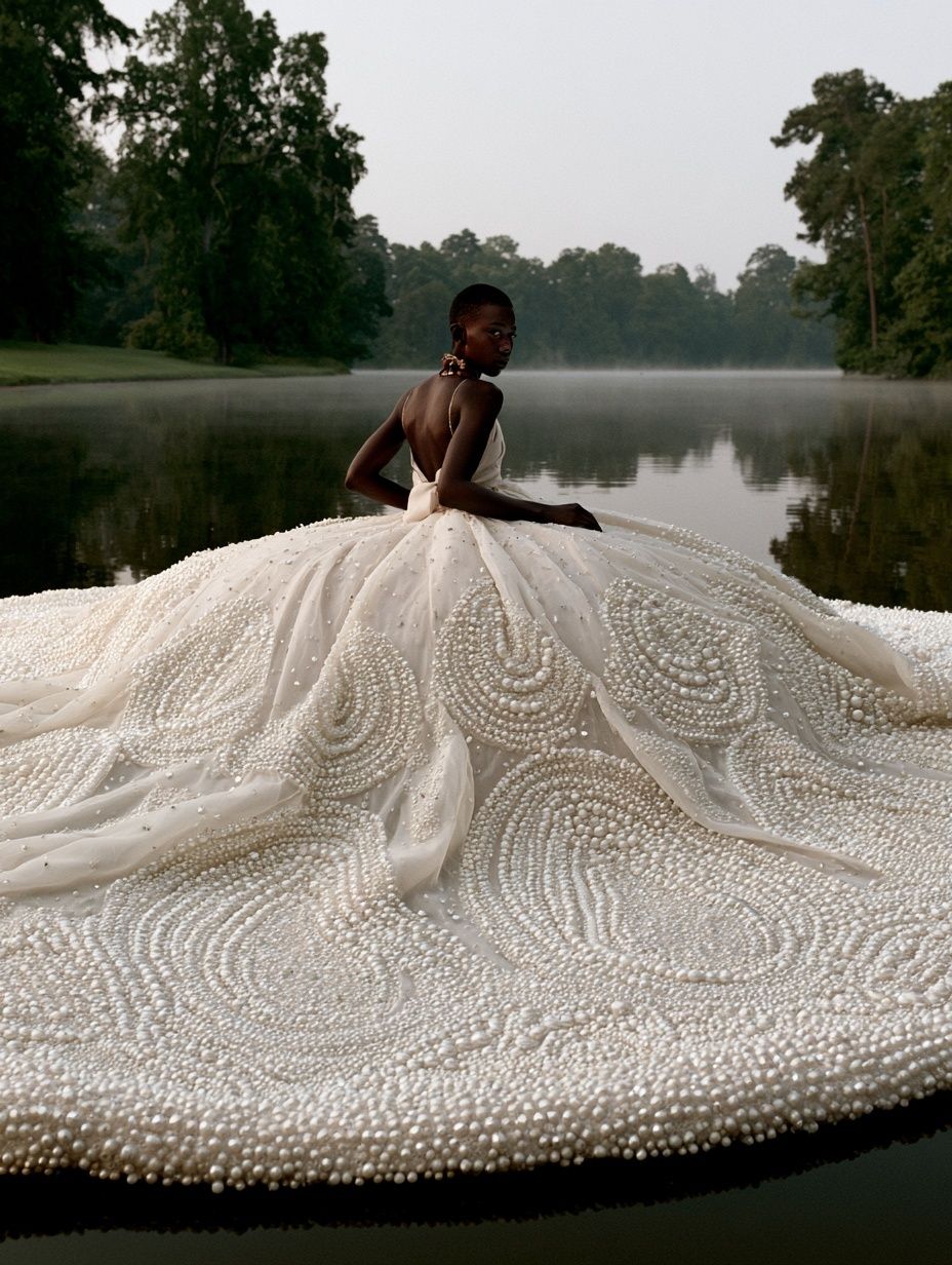 Pearl Gown Lake Portrait Print. poster detail