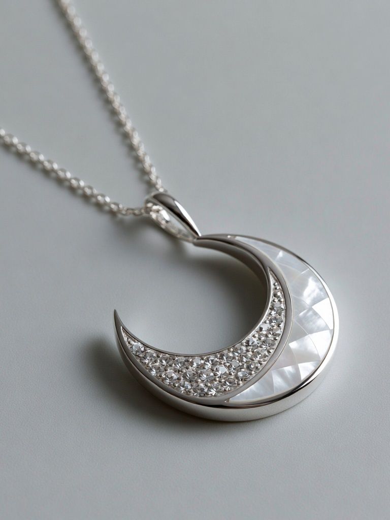 Silver Crescent Necklace Photography Poster. poster — photography art