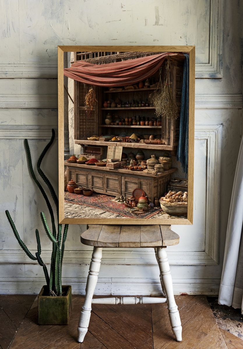 Mediterranean Spice Market Photography Poster. — room view 1