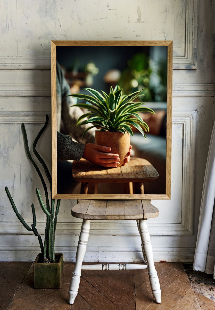 Potted Houseplant Photography Poster. — room view 1