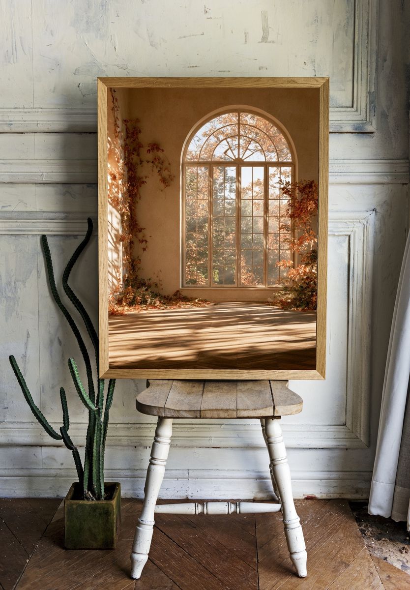 Autumn Sunlit Conservatory Photography Poster. — room view 1