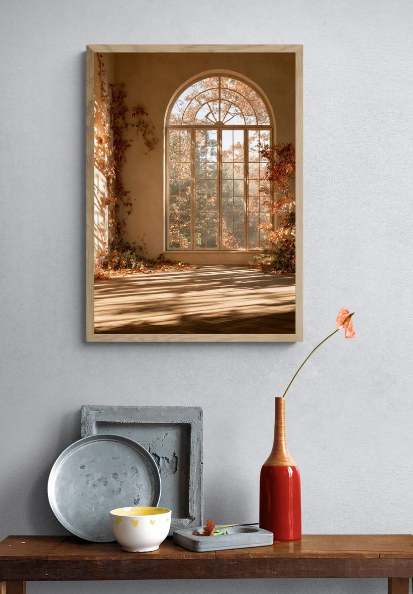 Autumn Sunlit Conservatory Photography Poster. — room view 3