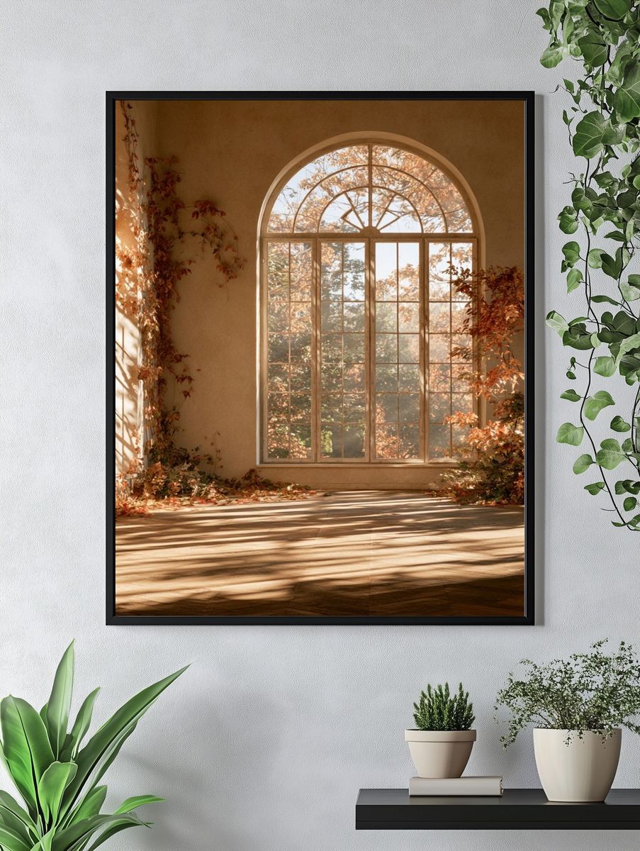 Autumn Sunlit Conservatory Photography Poster. — room view 4