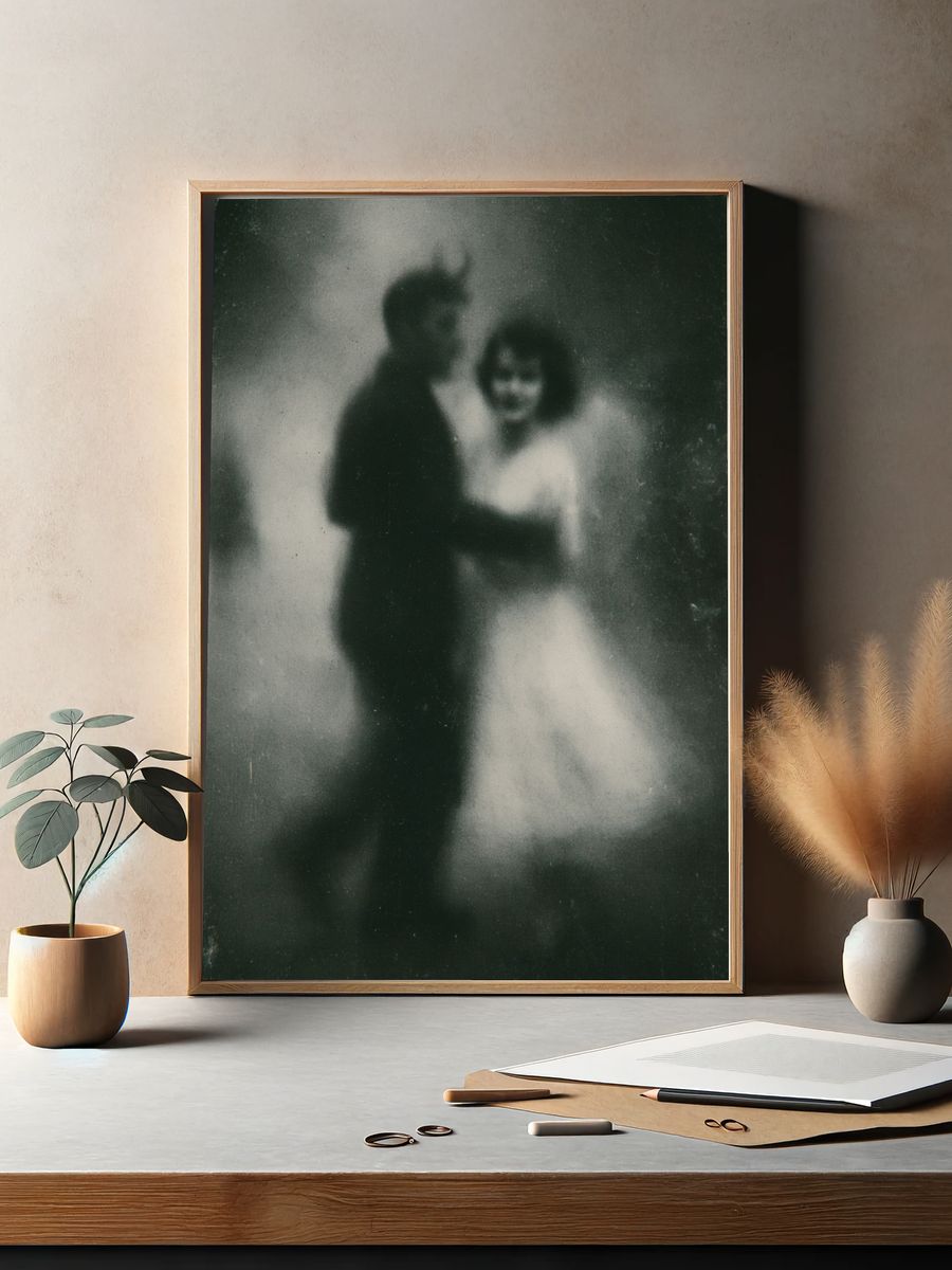 Blurred Couple Black-White Poster. — room view 2
