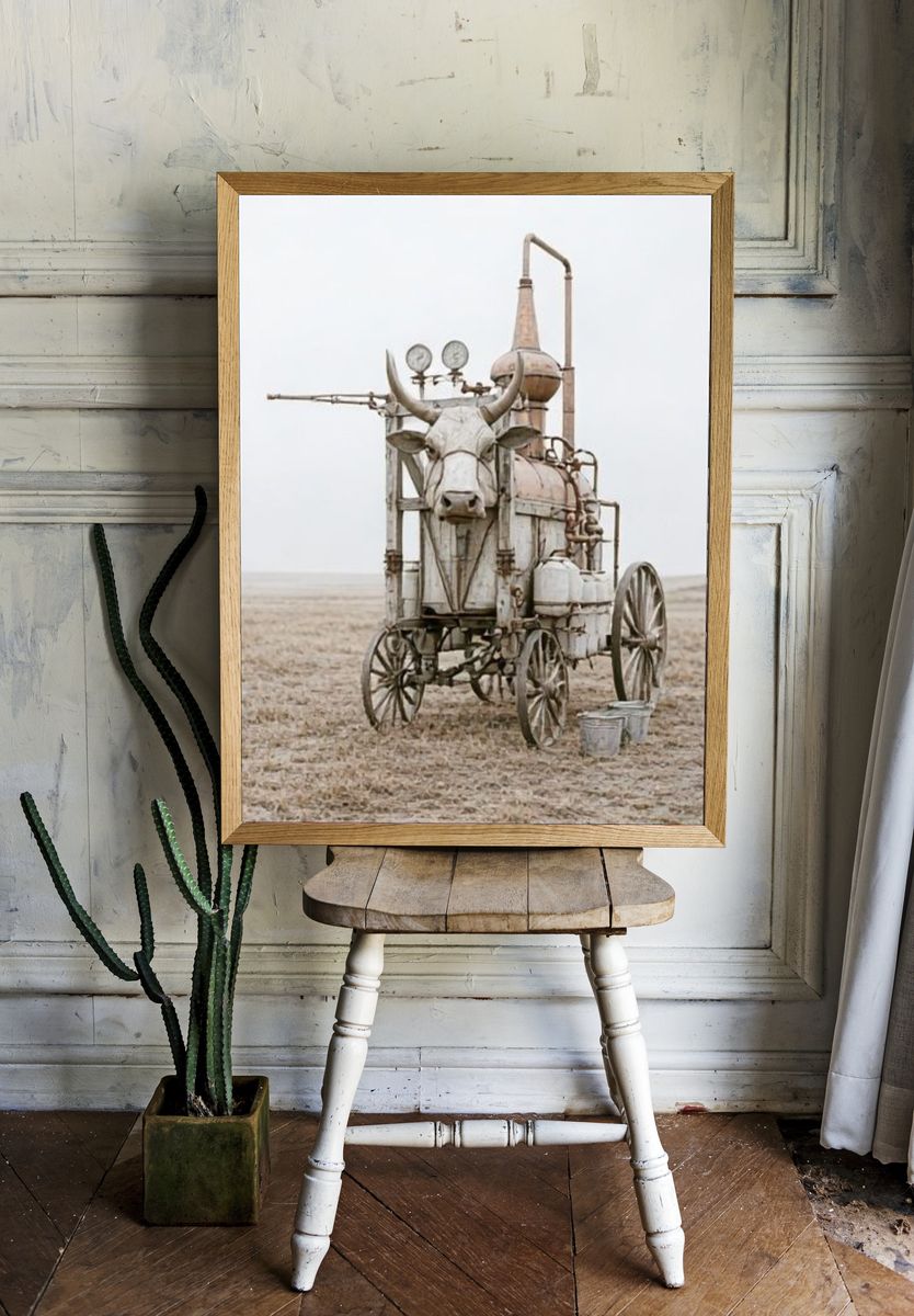 Rustic Ox Cart Photography Poster. — room view 1