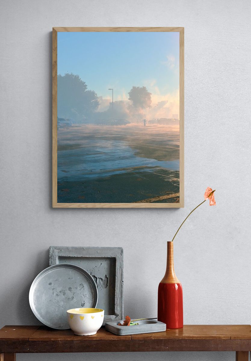 Misty Parking Lot Sunrise Poster. — room view 3