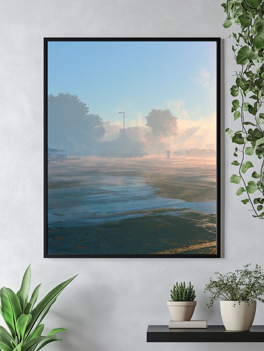 Misty Parking Lot Sunrise Poster. — room view 4