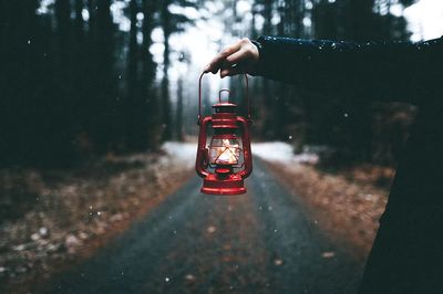 Hand holding lantern adirondack mountains. poster print
