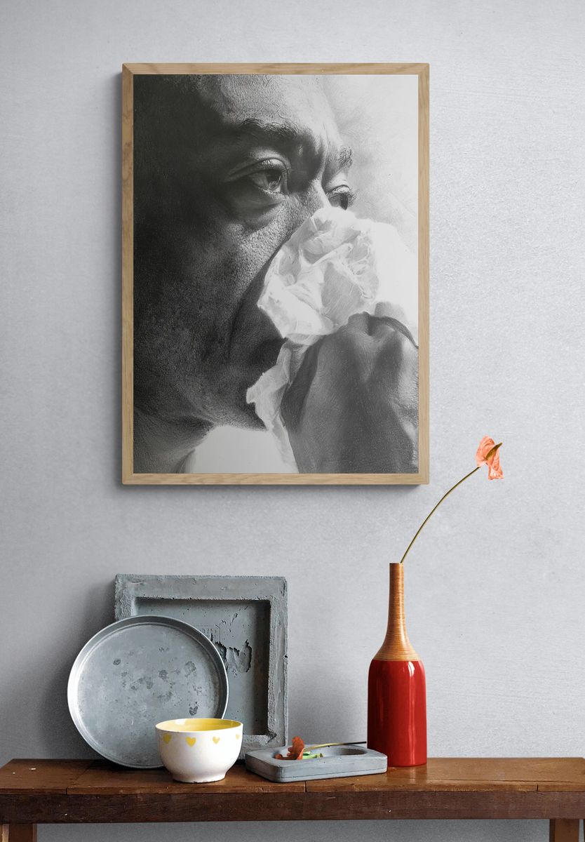 Emotional Portrait Black-White Poster. — room view 3