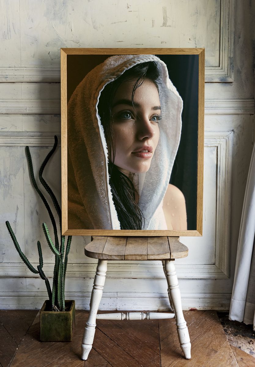 Hooded Portrait Photography Poster. room preview