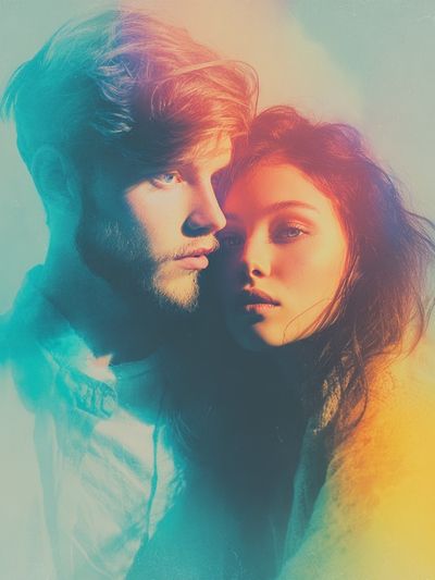 Dreamy Couple Portrait Print. poster
