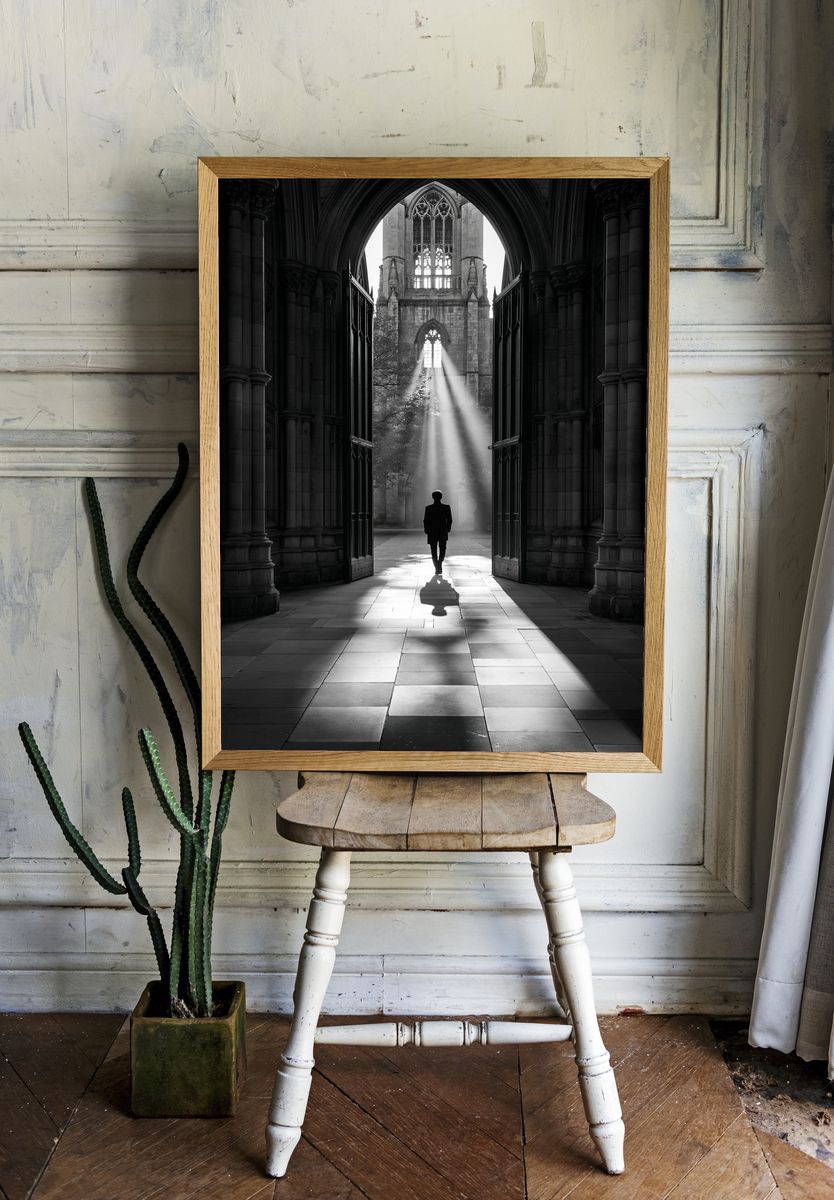 Cathedral Light Walk Photography Poster. — room view 1