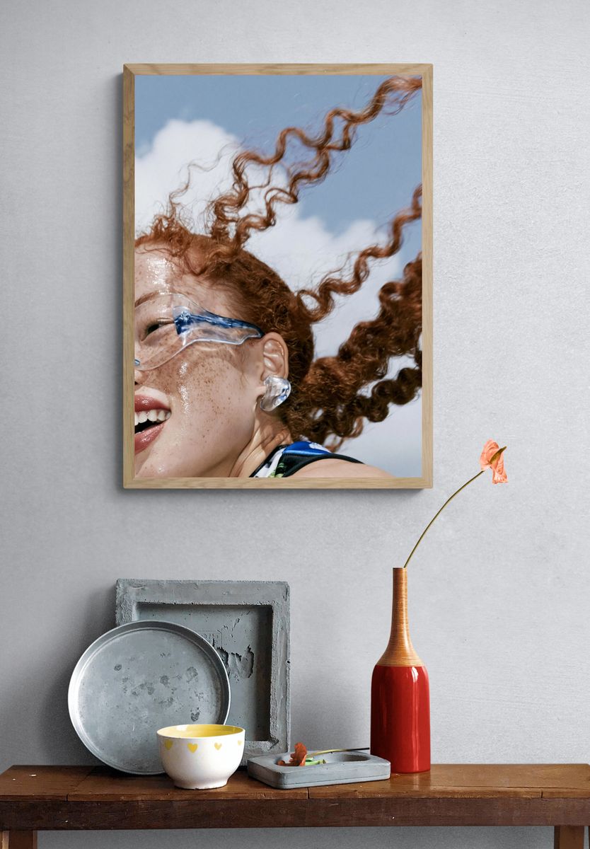 Freckled Curly Hair Portrait Poster. — room view 3