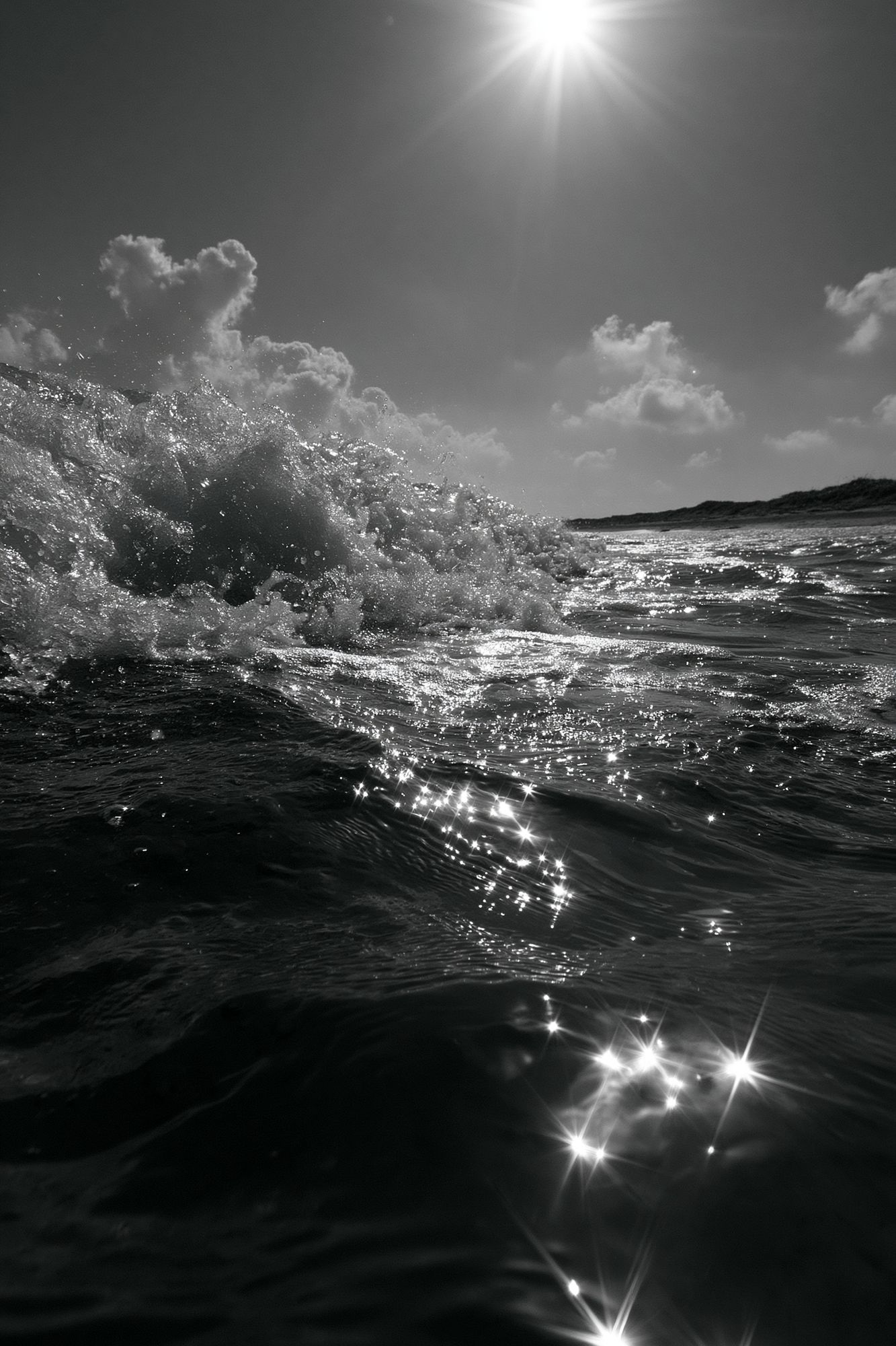 Sunlit Ocean Wave Photography Poster. poster detail