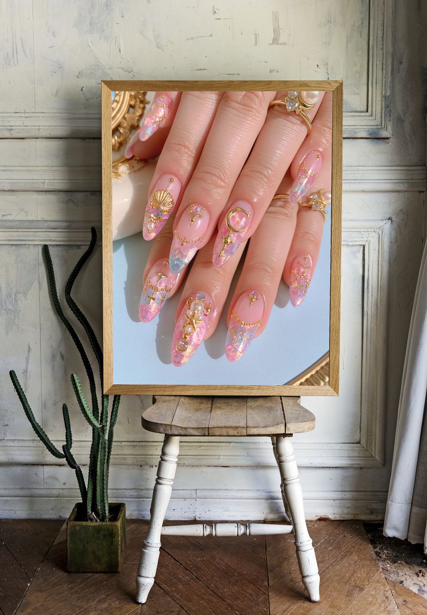 Pastel Celestial Nail Art Photography Poster. — room view 1