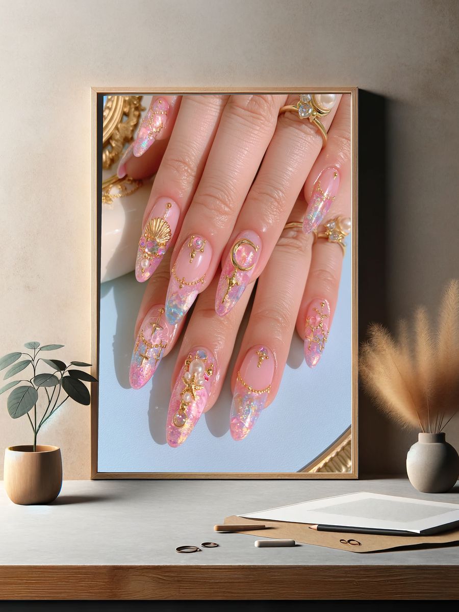 Pastel Celestial Nail Art Photography Poster. — room view 2