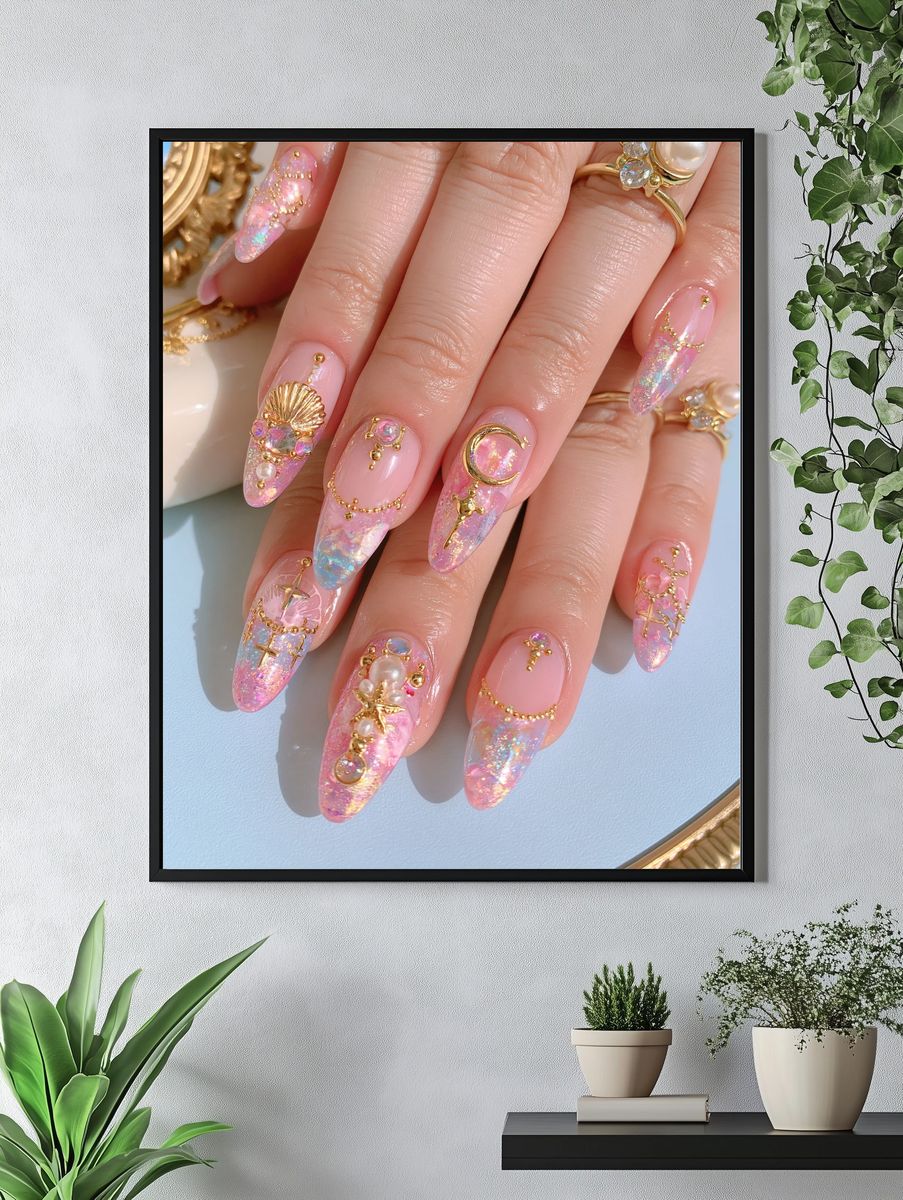 Pastel Celestial Nail Art Photography Poster. — room view 4