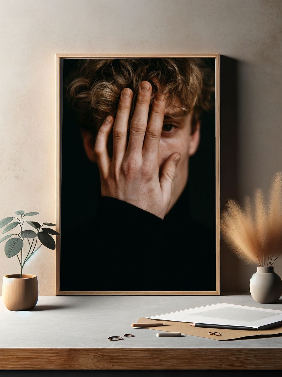 Hidden Face Portrait Poster. — room view 2