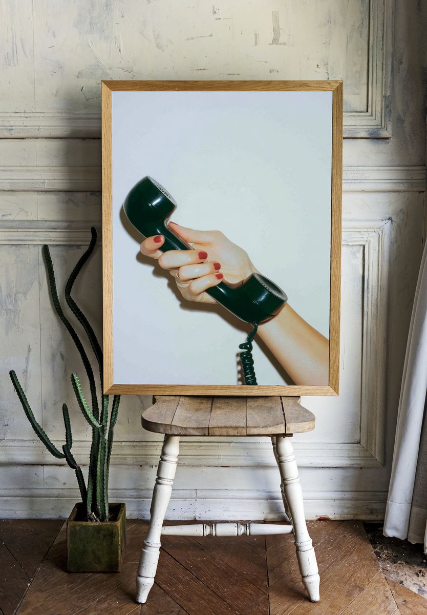 Hand Holding Telephone Photography Poster. — room view 1
