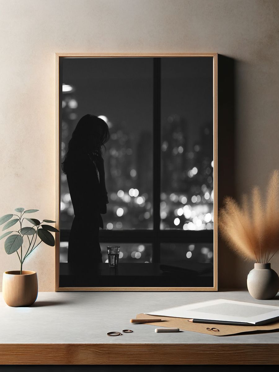 Lonely City Silhouette Photography Poster. — room view 2