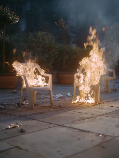 Burning Chairs Photography Poster. poster print