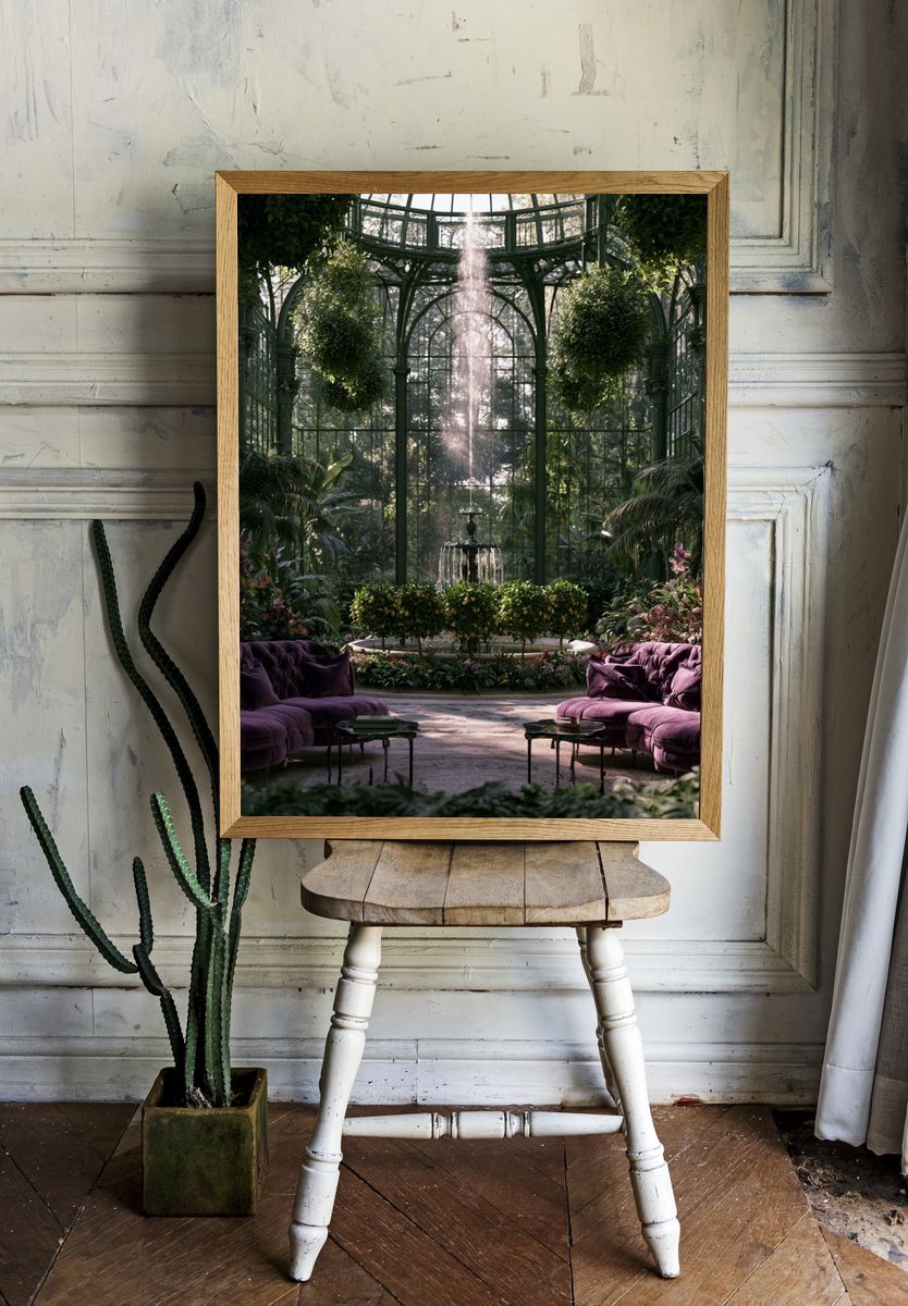 Lush Glass Conservatory Photography Poster. — room view 1