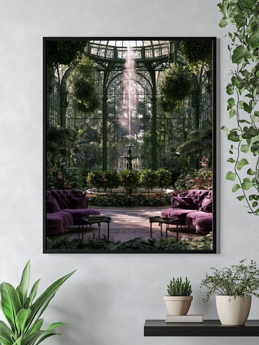 Lush Glass Conservatory Photography Poster. — room view 4