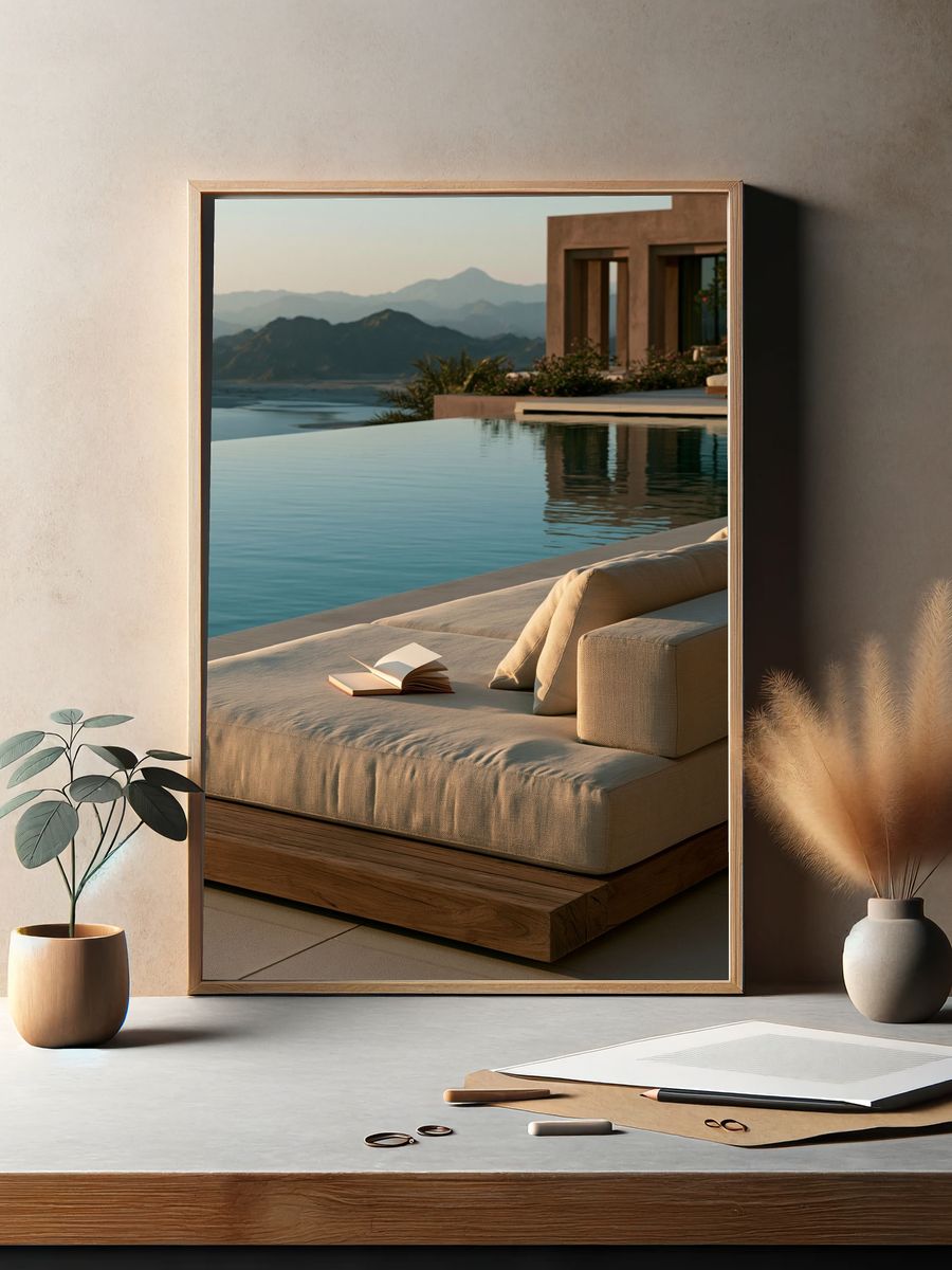 Infinity Pool Mountain View Photography Poster. — room view 2
