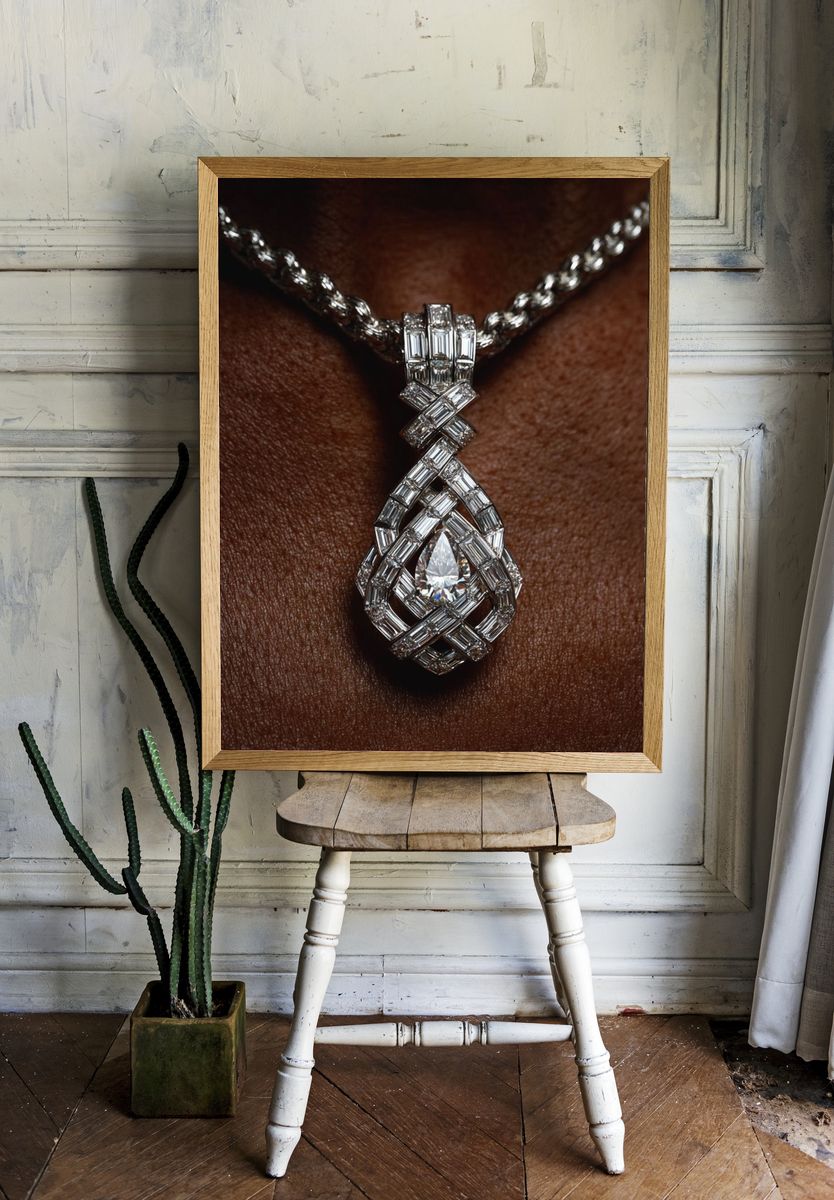 Diamond Pendant Luxury Photography Poster. — room view 1