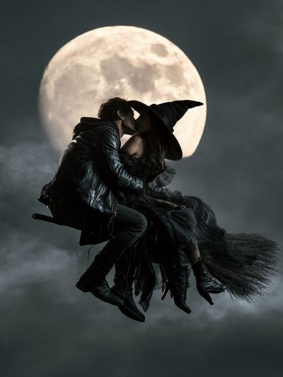 Moonlit Witch Kiss Poster. poster