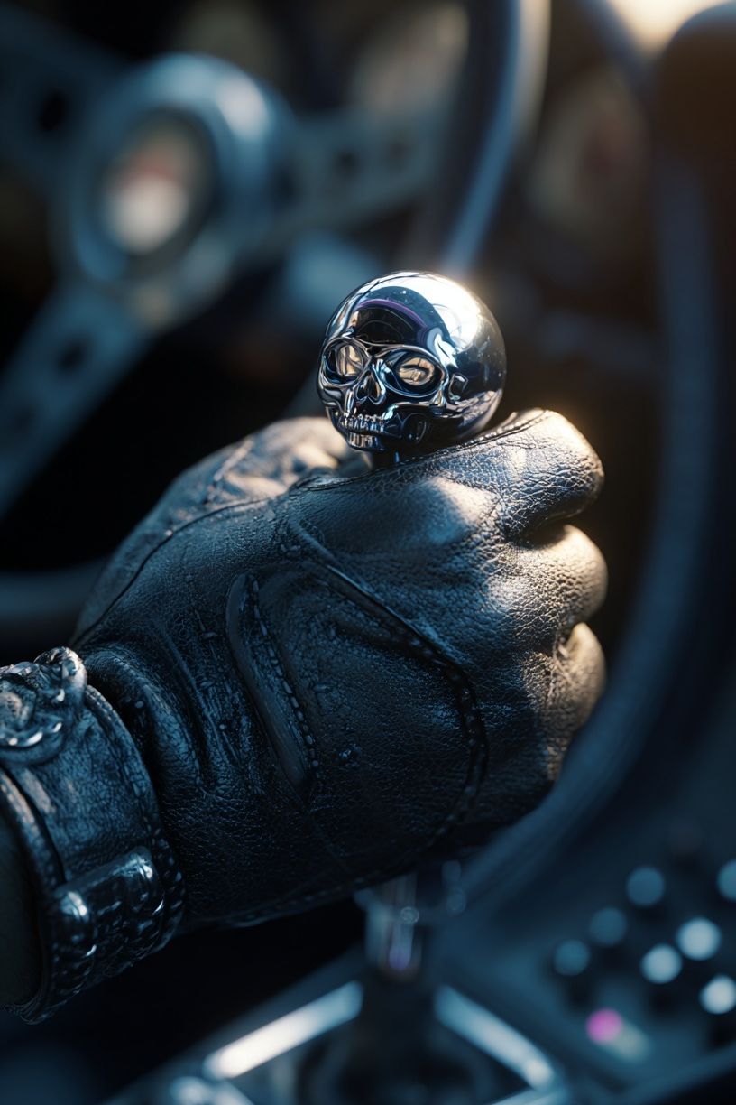Chrome Skull Gearshift Poster. poster detail