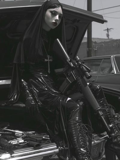 Gothic Nun with Rifle Poster.