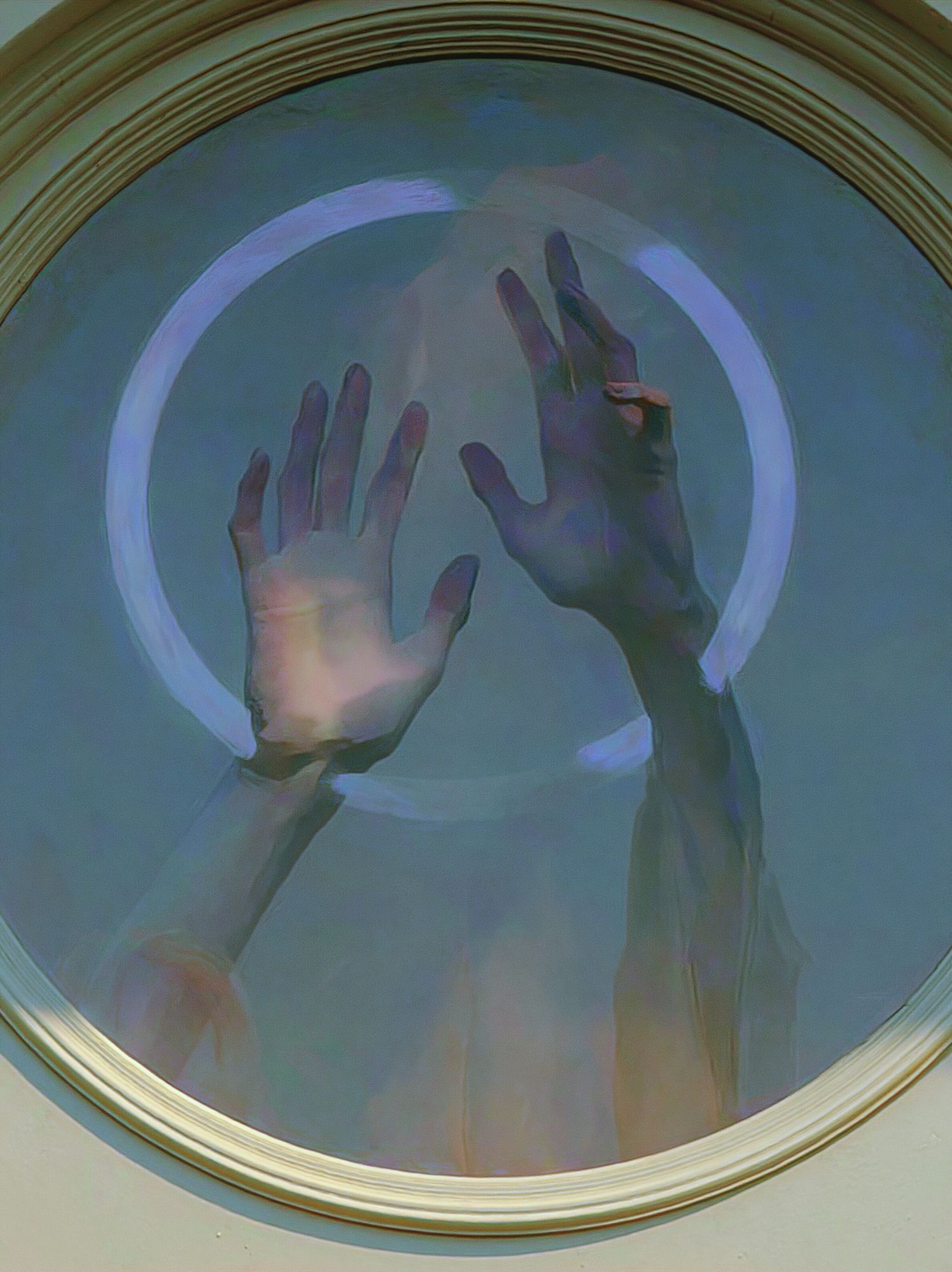 Hands in Neon Circle Photography Poster. poster — photography art