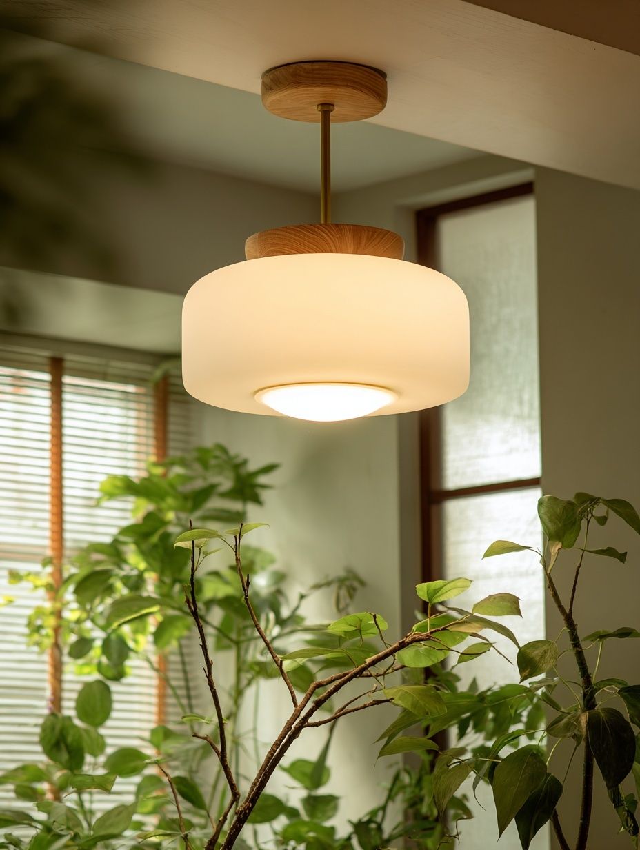 Indoor Plants and Pendant Light Photography Poster. poster detail