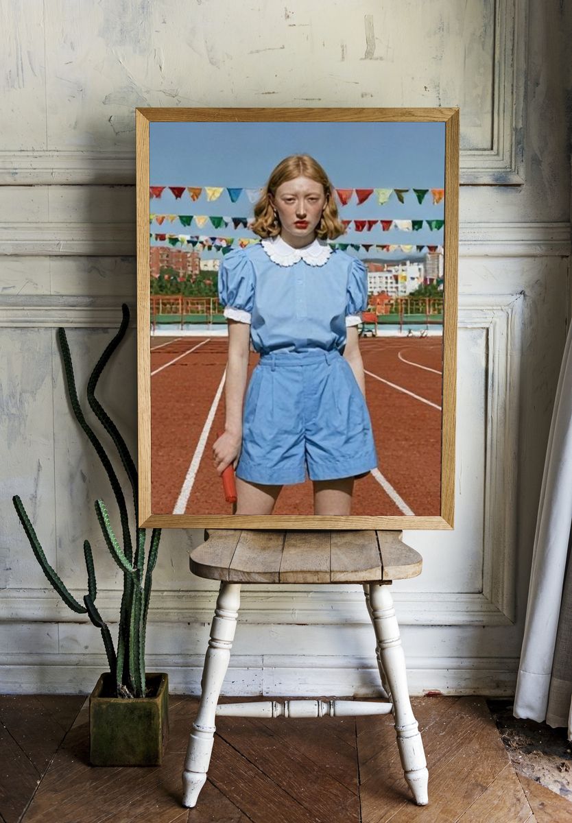 Girl on Track Photography Poster. — room view 1