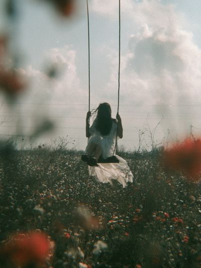 Girl on Swing Field Photography Poster.