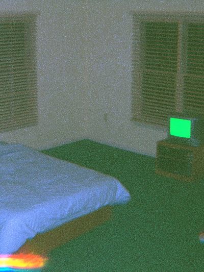 Neon Bedroom Interior Photography Poster.
