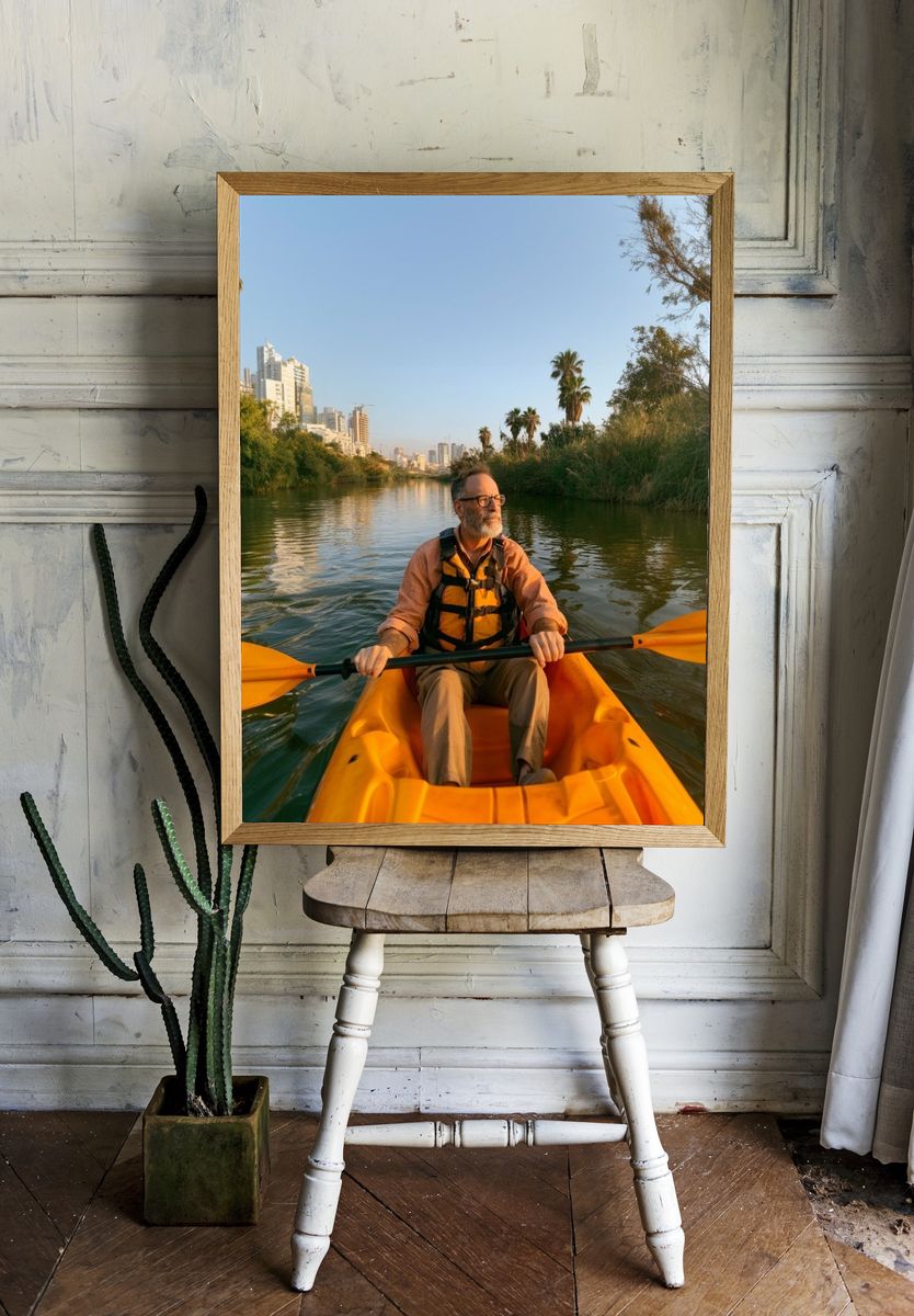 Kayak City River Photography Poster. — room view 1