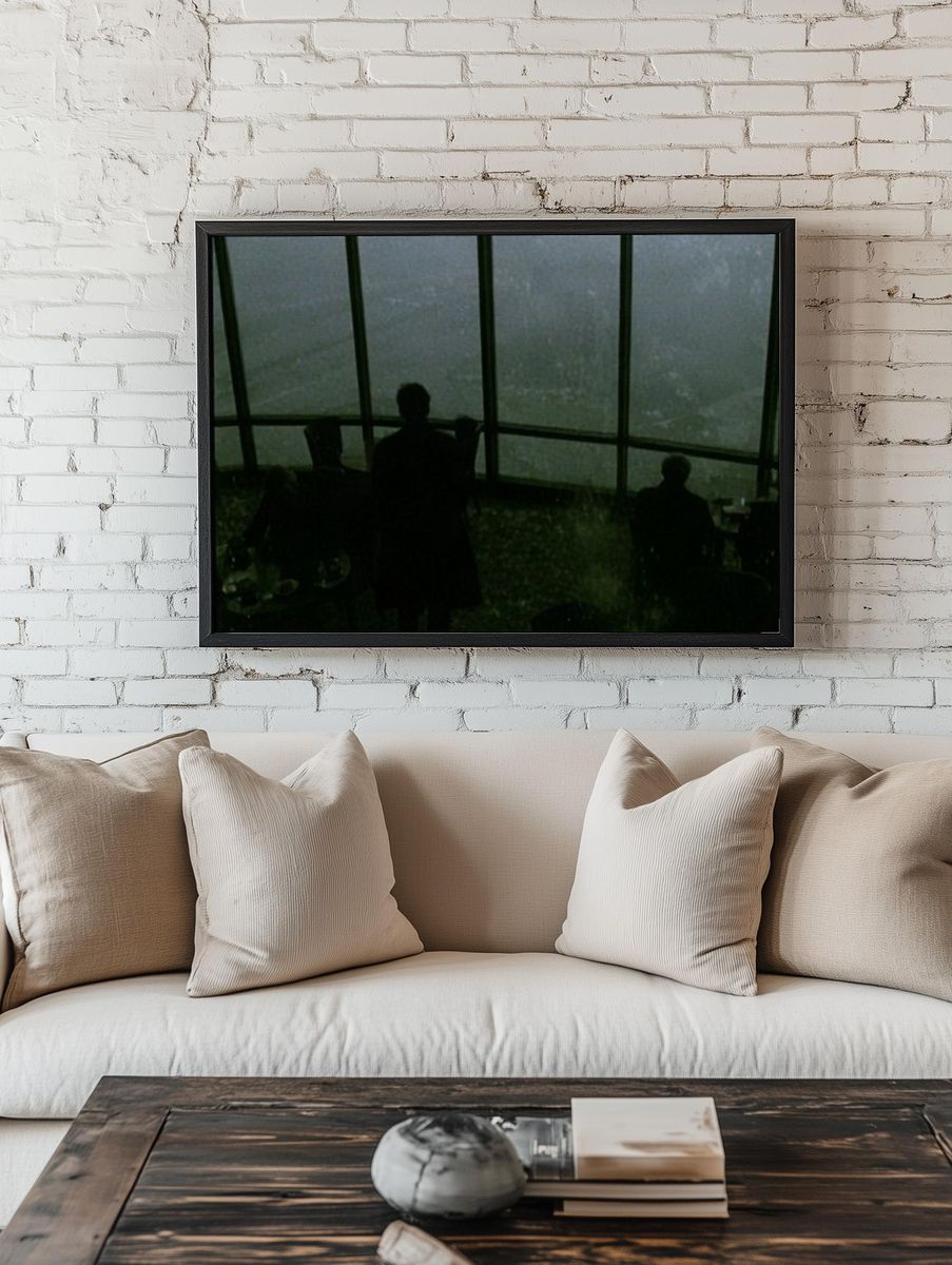 Rainy Window Silhouettes Photography Poster. room preview