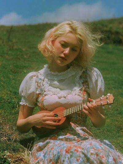 Girl with Ukulele Photography Poster. poster