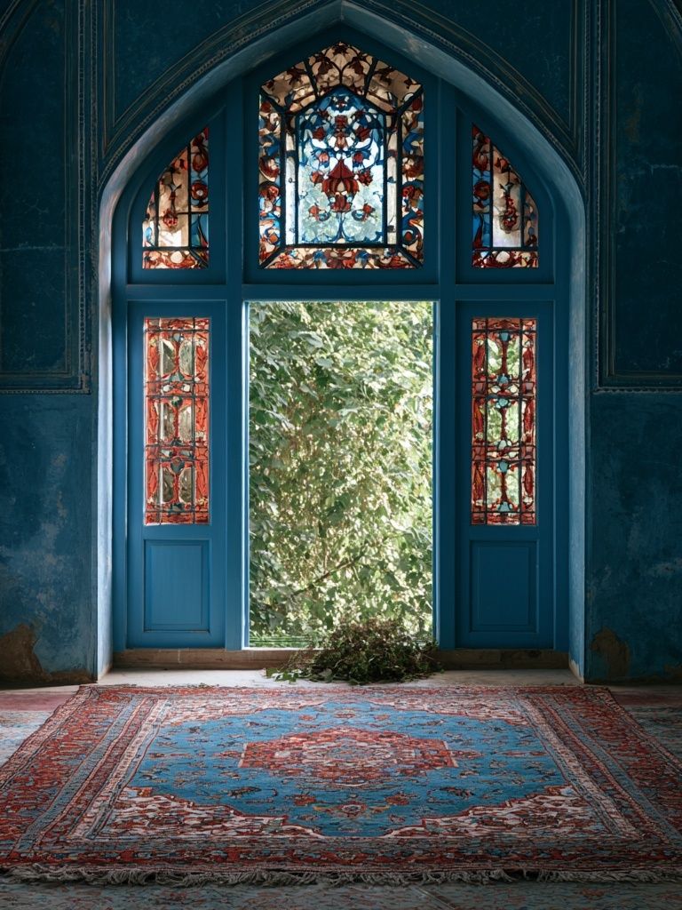 Blue Arched Interior Photography Poster. poster detail