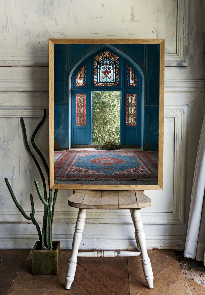 Blue Arched Interior Photography Poster. — room view 1