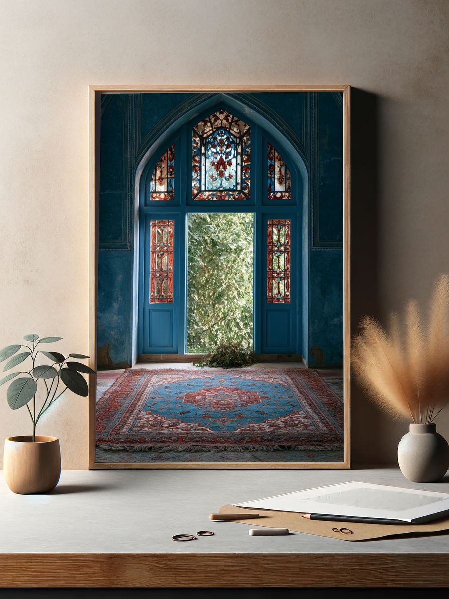 Blue Arched Interior Photography Poster. — room view 2