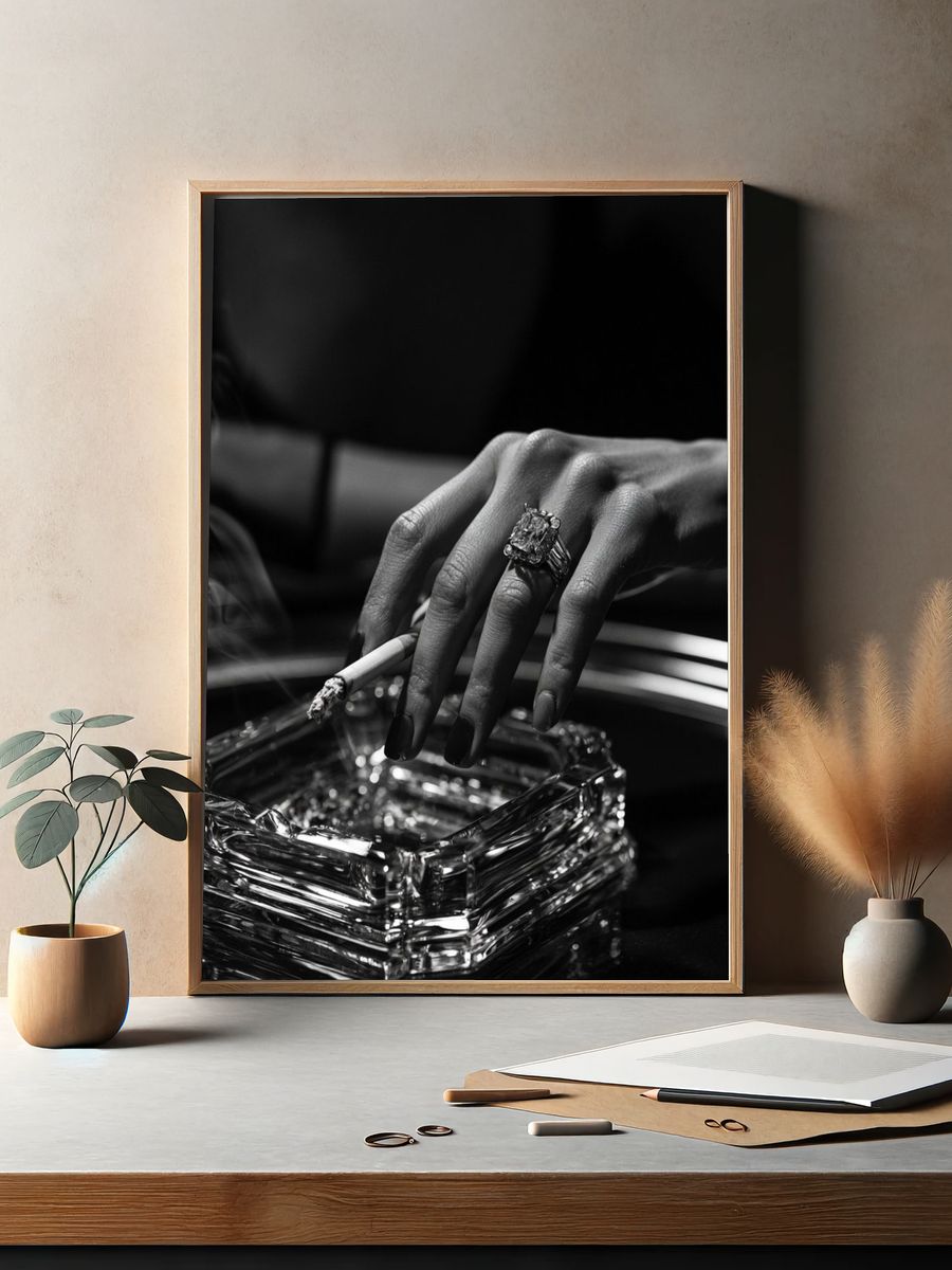 Noir Hand with Cigarette Photography Poster. — room view 2