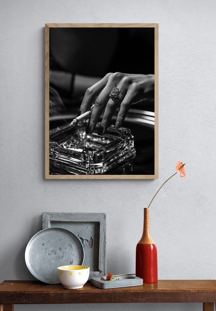 Noir Hand with Cigarette Photography Poster. — room view 3