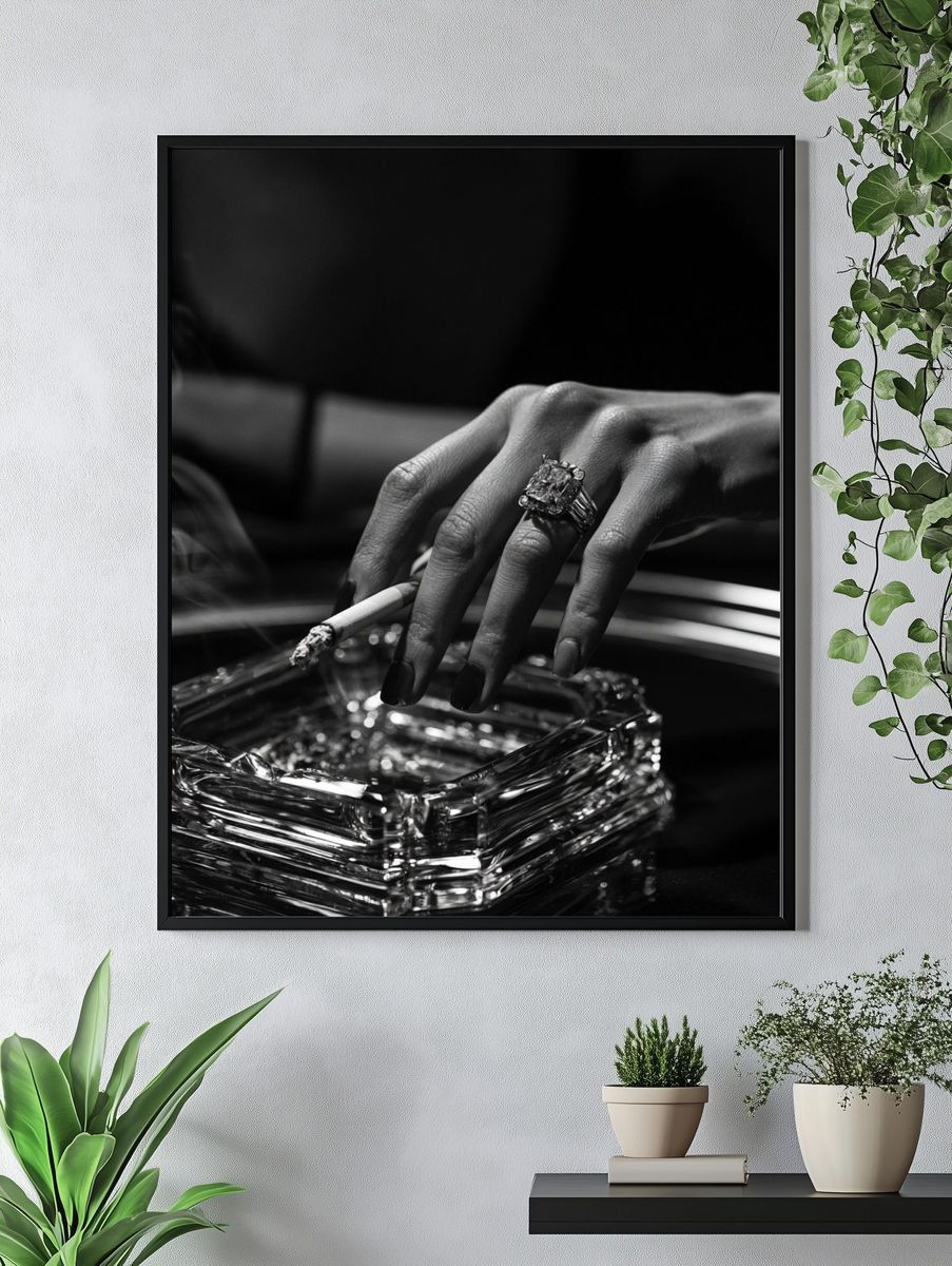 Noir Hand with Cigarette Photography Poster. — room view 4