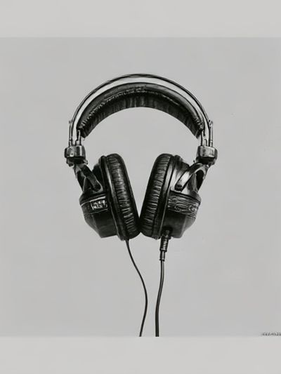 Headphones Black-White Poster. poster