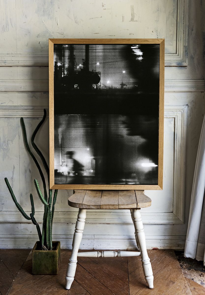 Industrial Nightscape Photography Poster. — room view 1