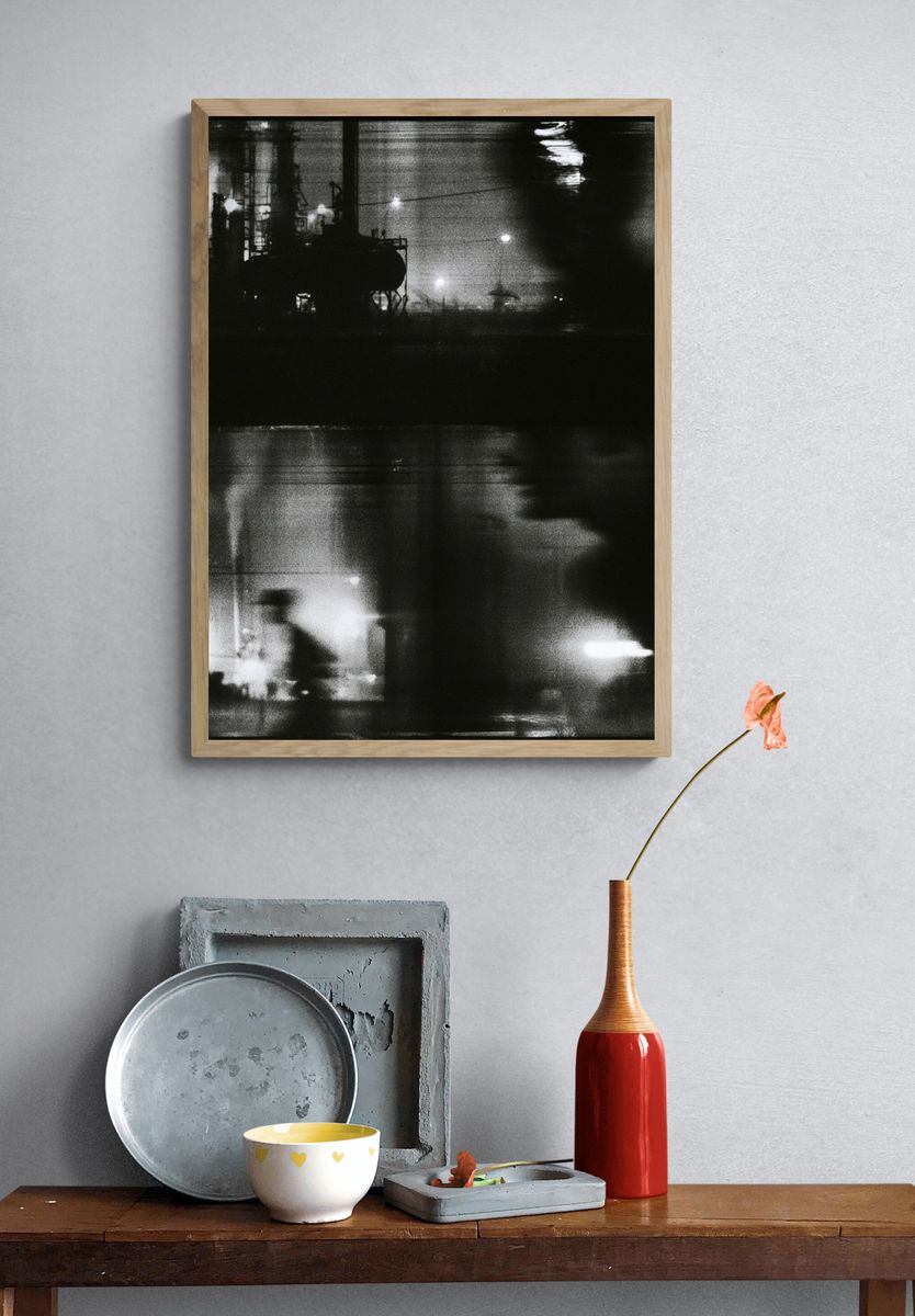 Industrial Nightscape Photography Poster. — room view 3